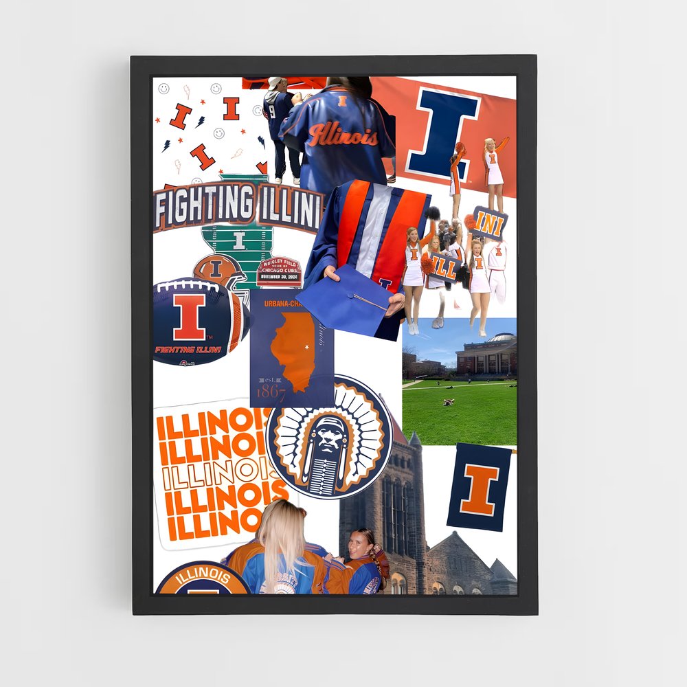 Poster Fighting Spirit Illinois – affiche Basketball (vue 2)
